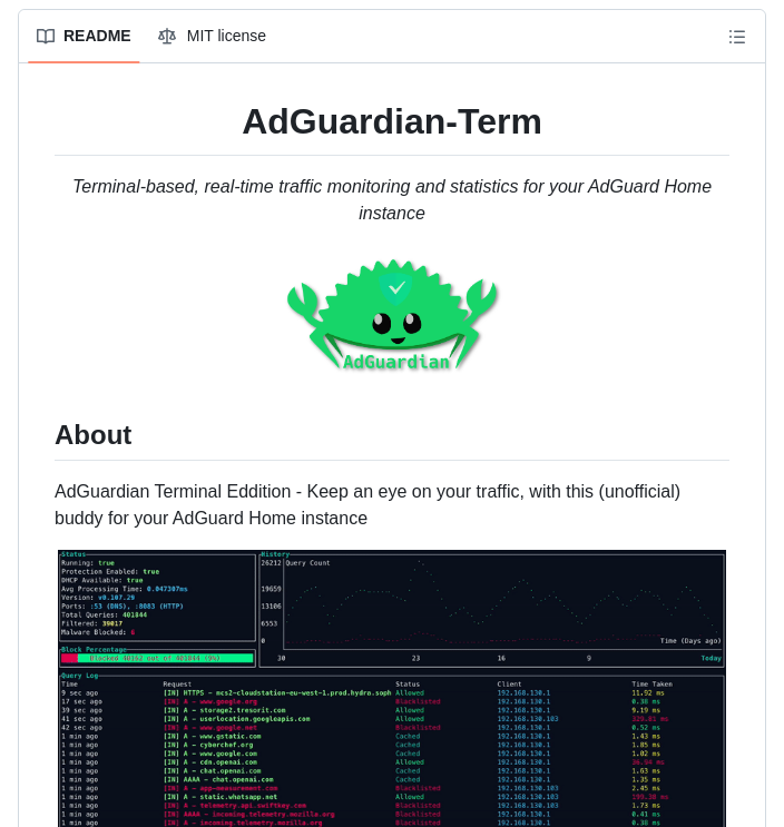 Lissy93 Adguardian Term screenshot