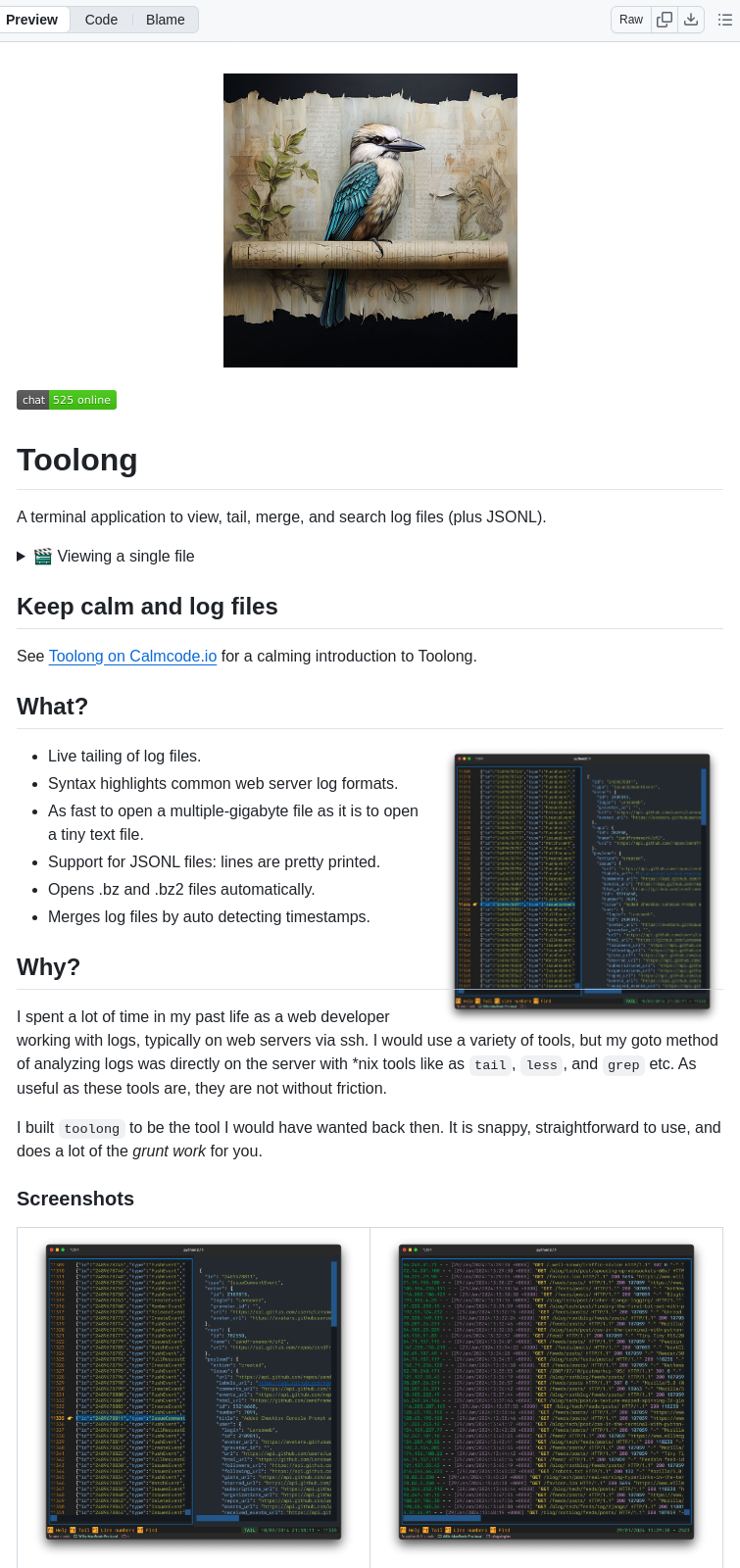 Textualize Toolong screenshot