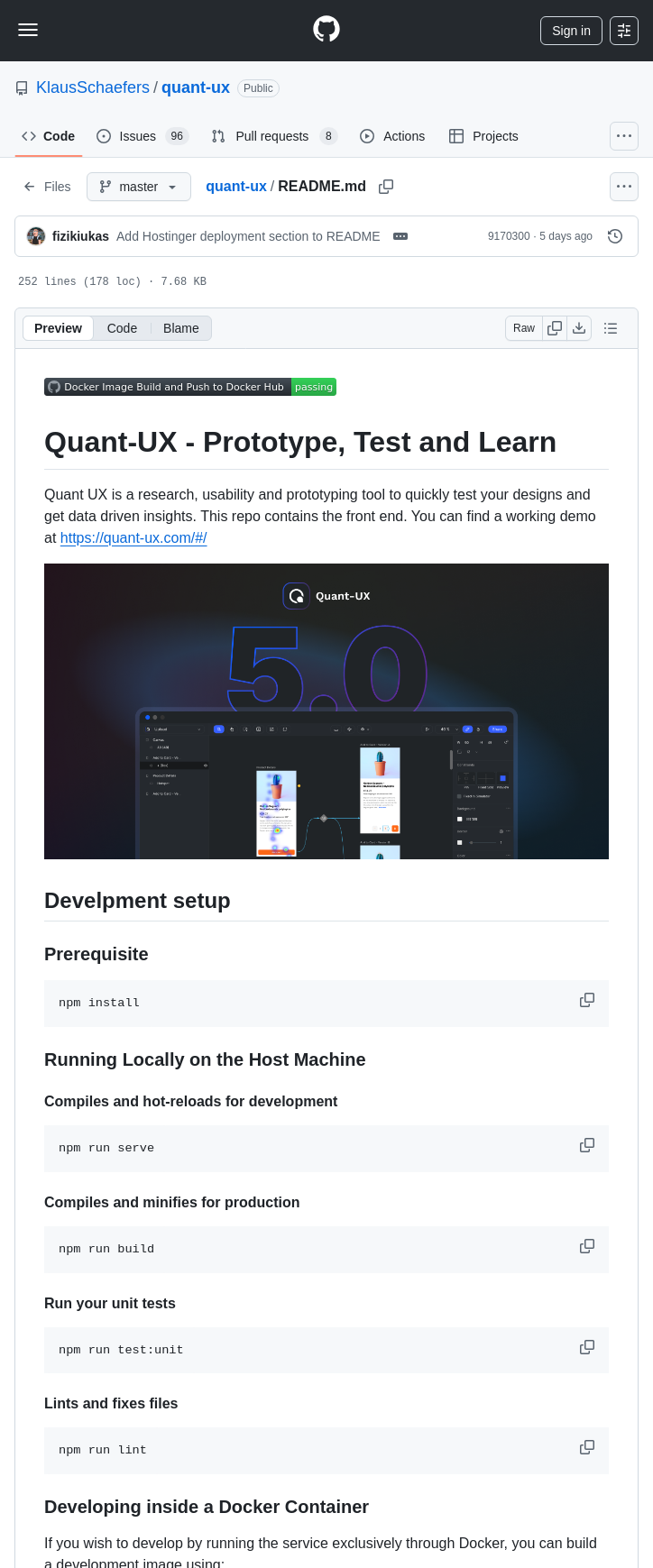 Klausschaefers Quant Ux screenshot