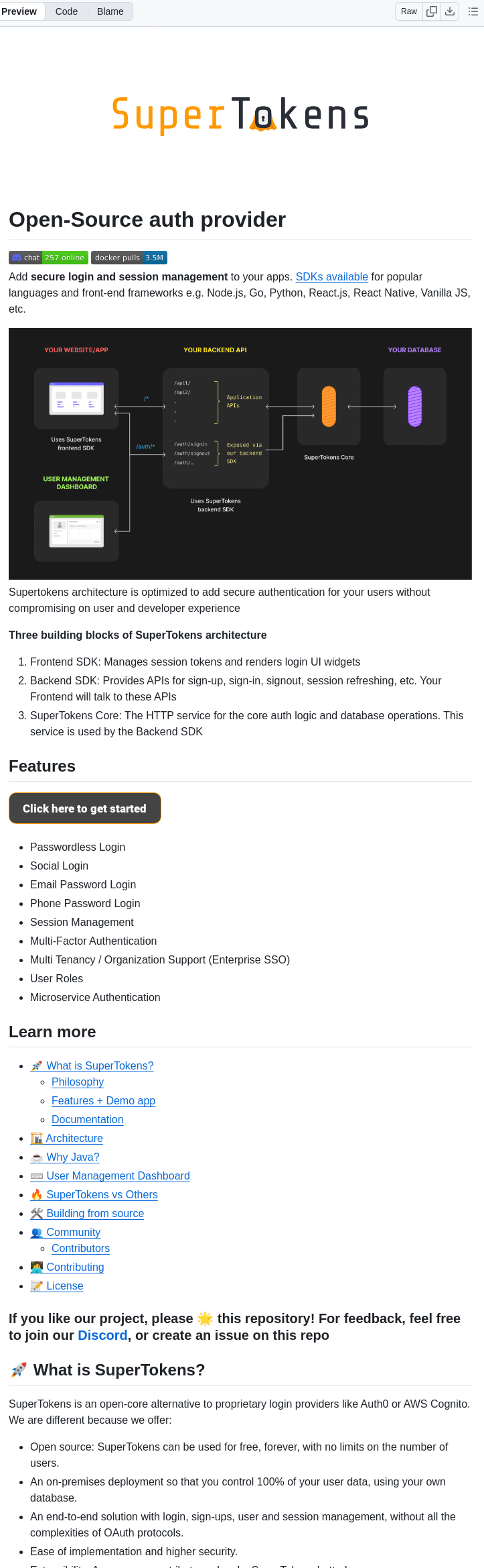Supertokens Supertokens Core screenshot