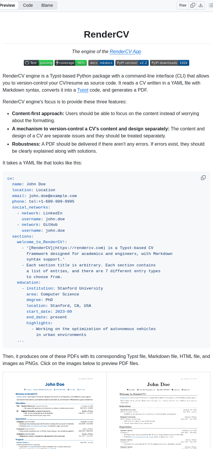 Rendercv Rendercv screenshot