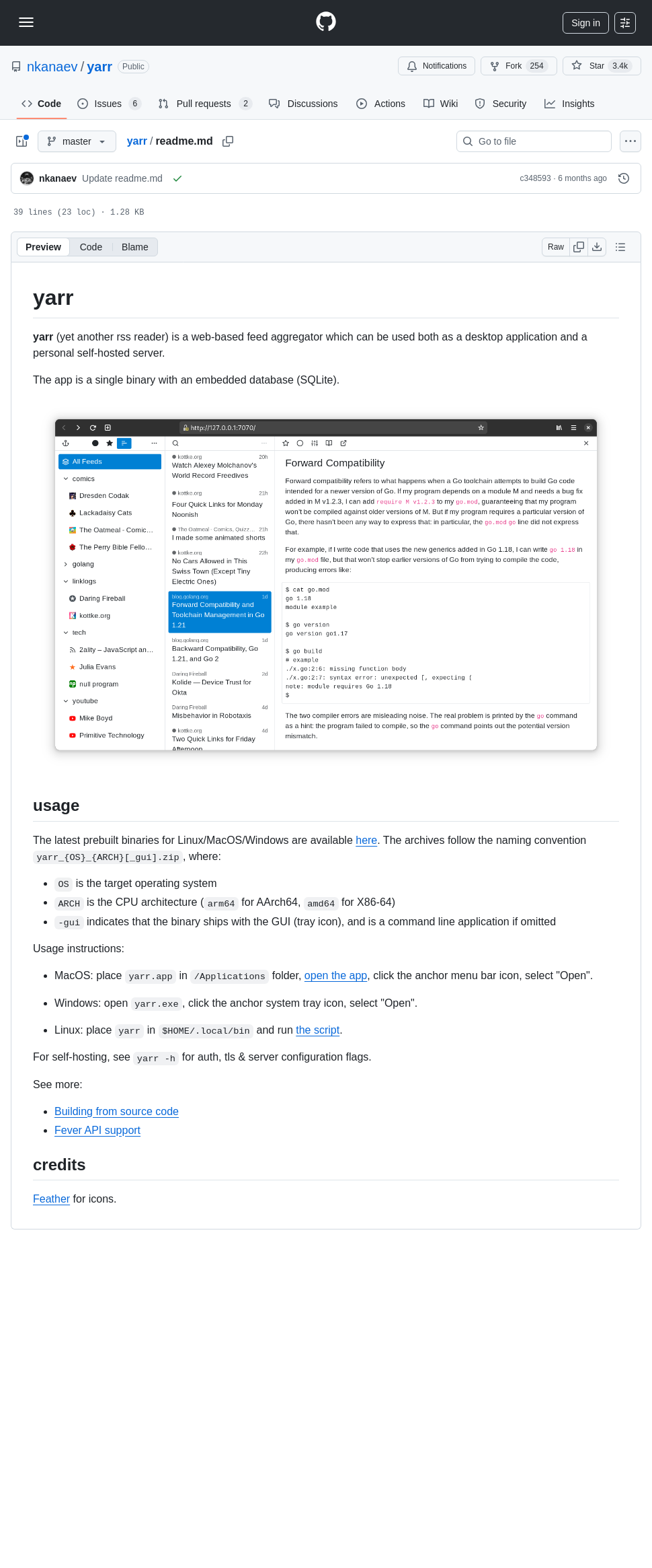 Nkanaev Yarr screenshot