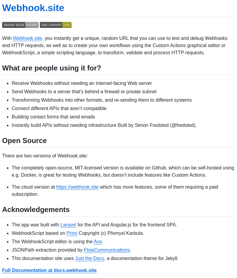 Webhooksite Webhook.site screenshot