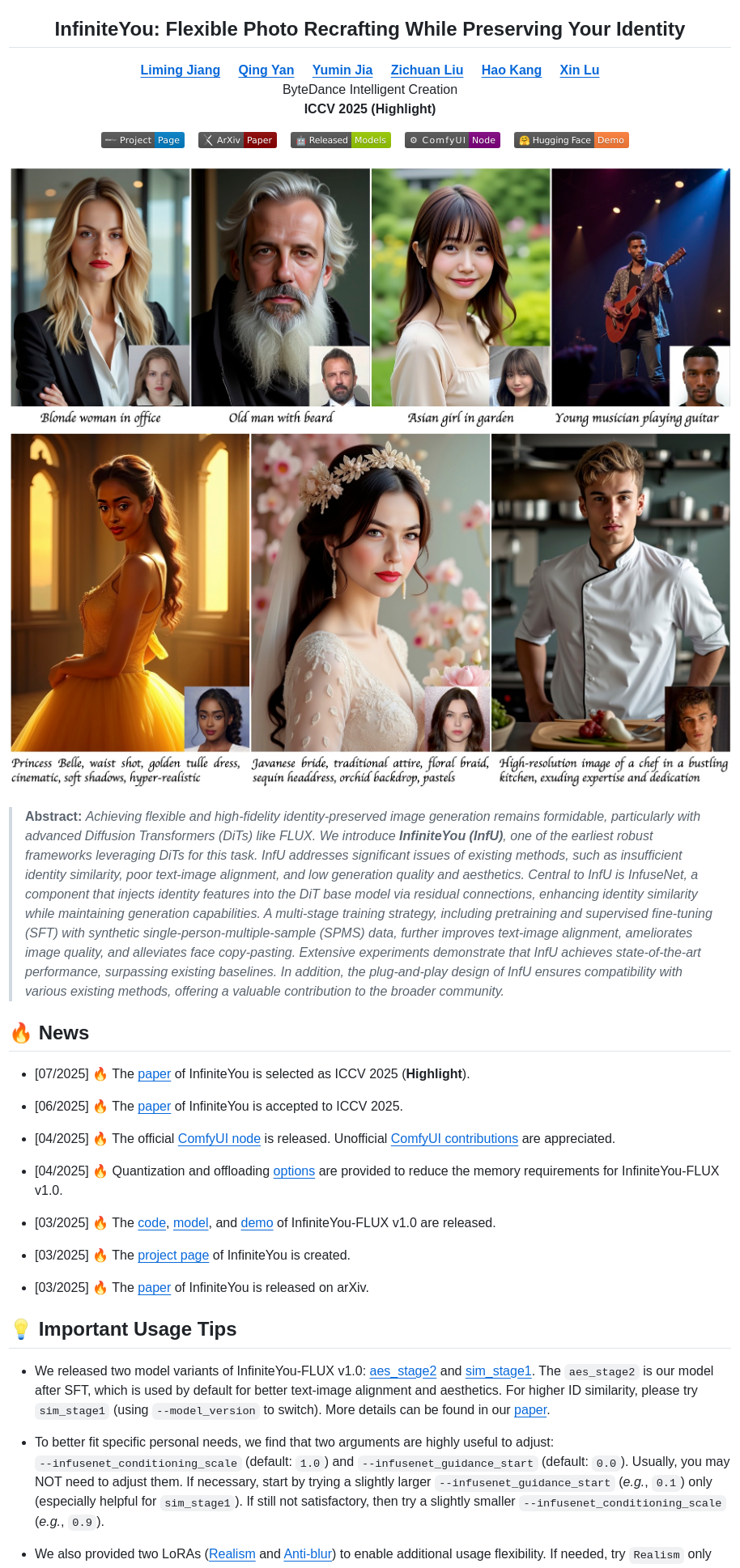 Bytedance Infiniteyou screenshot