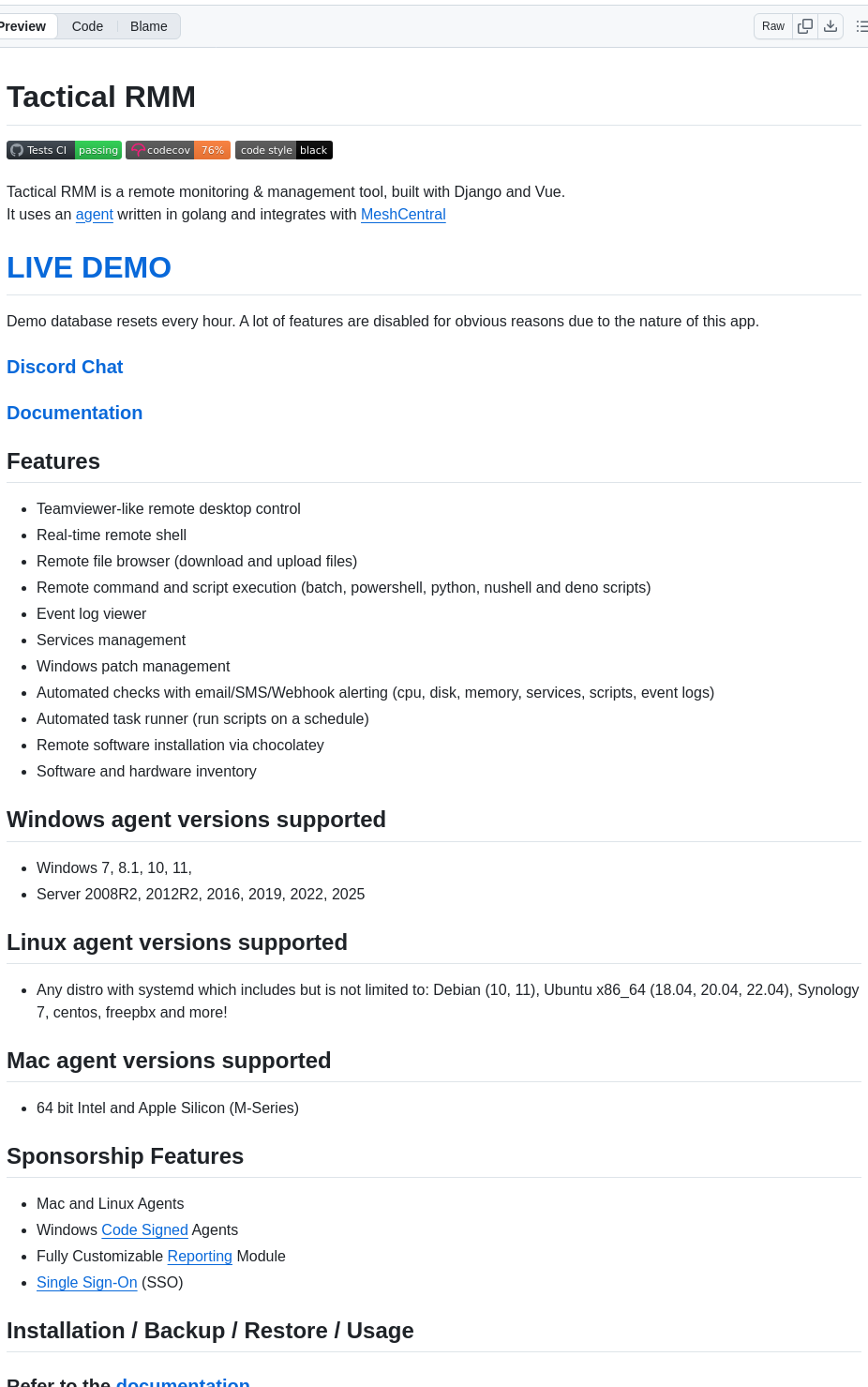Amidaware Tacticalrmm screenshot