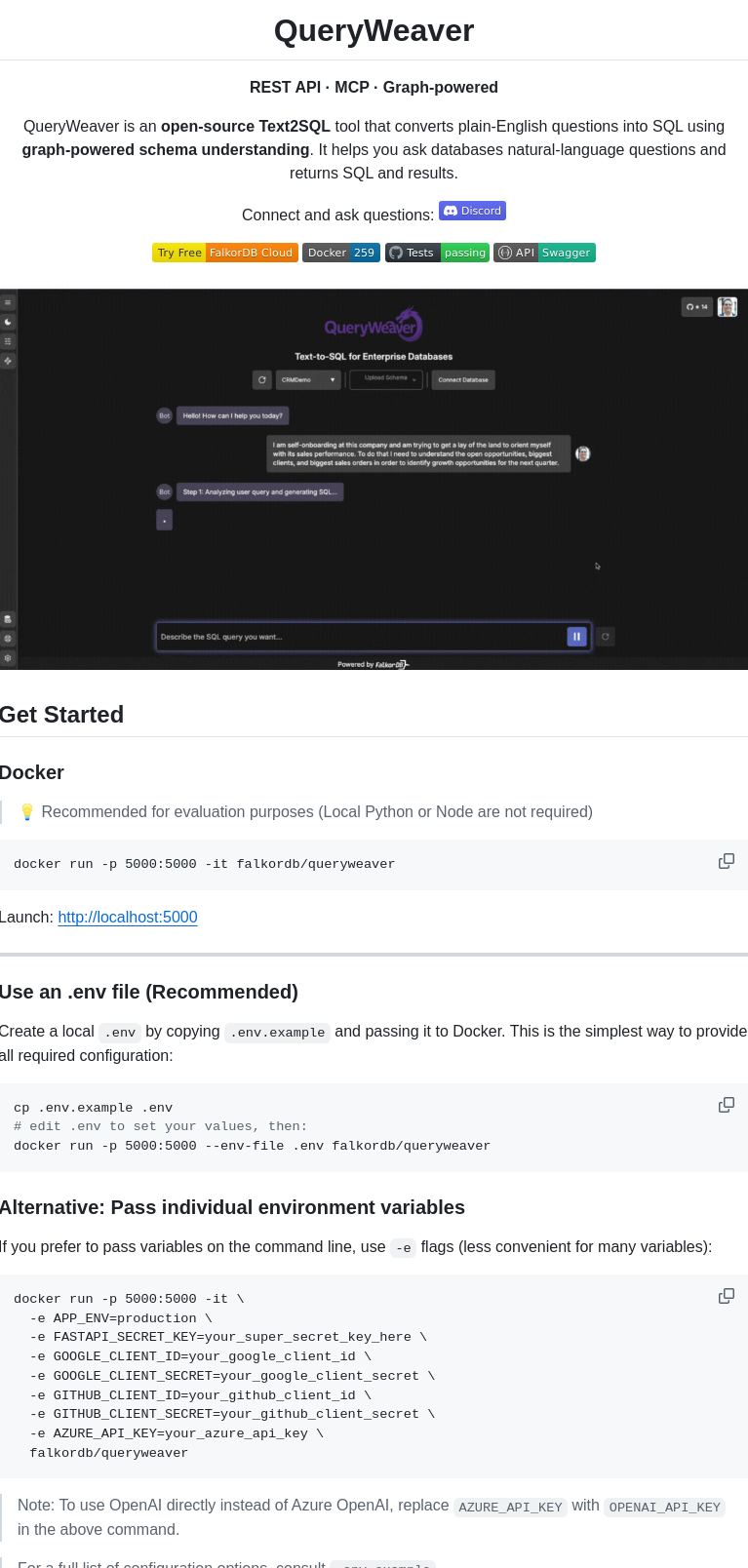 Falkordb Queryweaver screenshot
