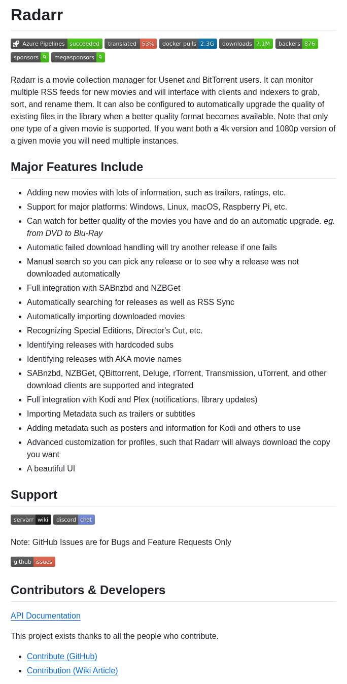 Radarr Radarr screenshot