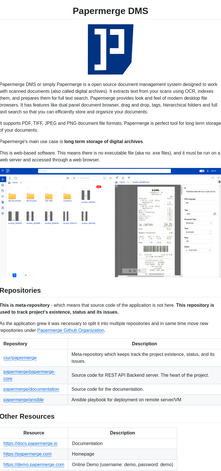 Ciur Papermerge screenshot