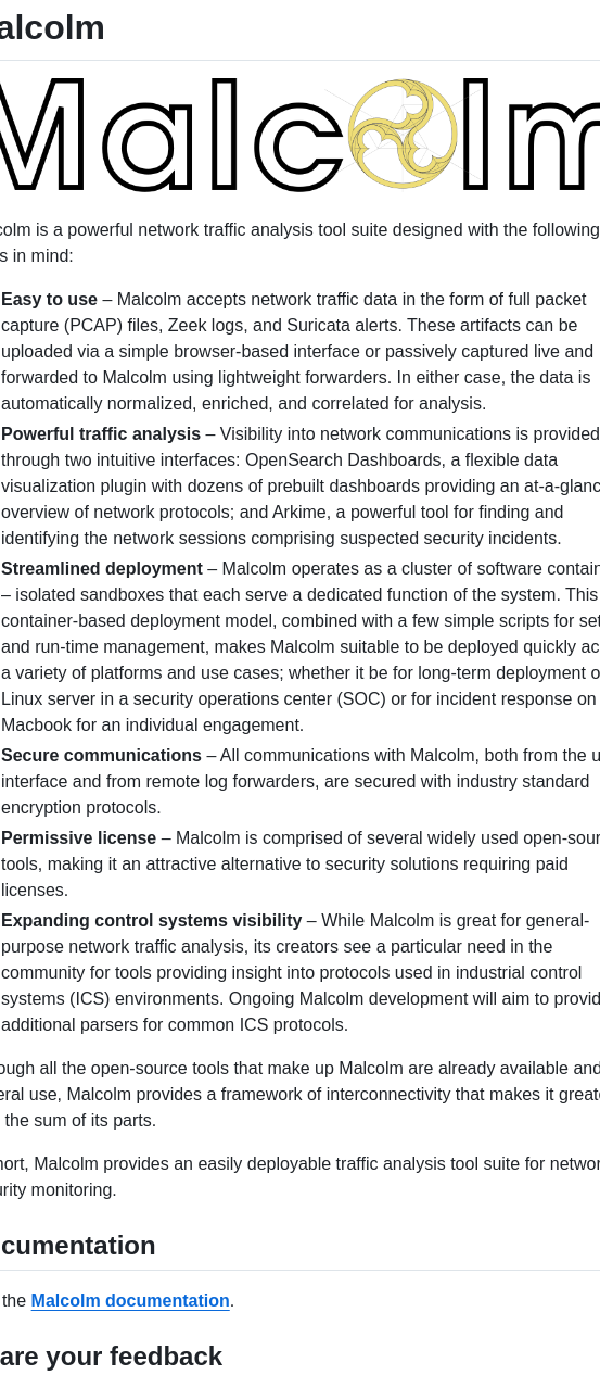 Cisagov Malcolm screenshot