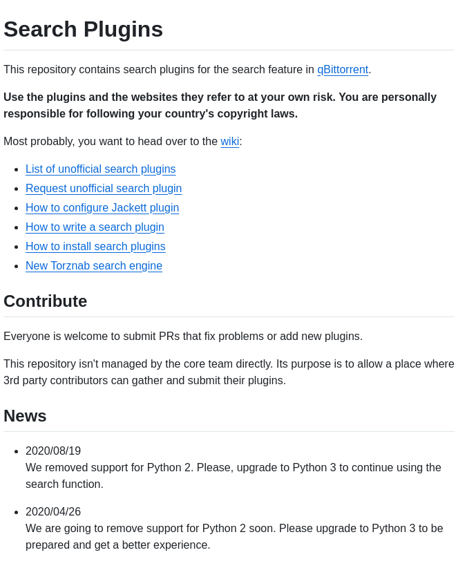 Qbittorrent Search Plugins screenshot