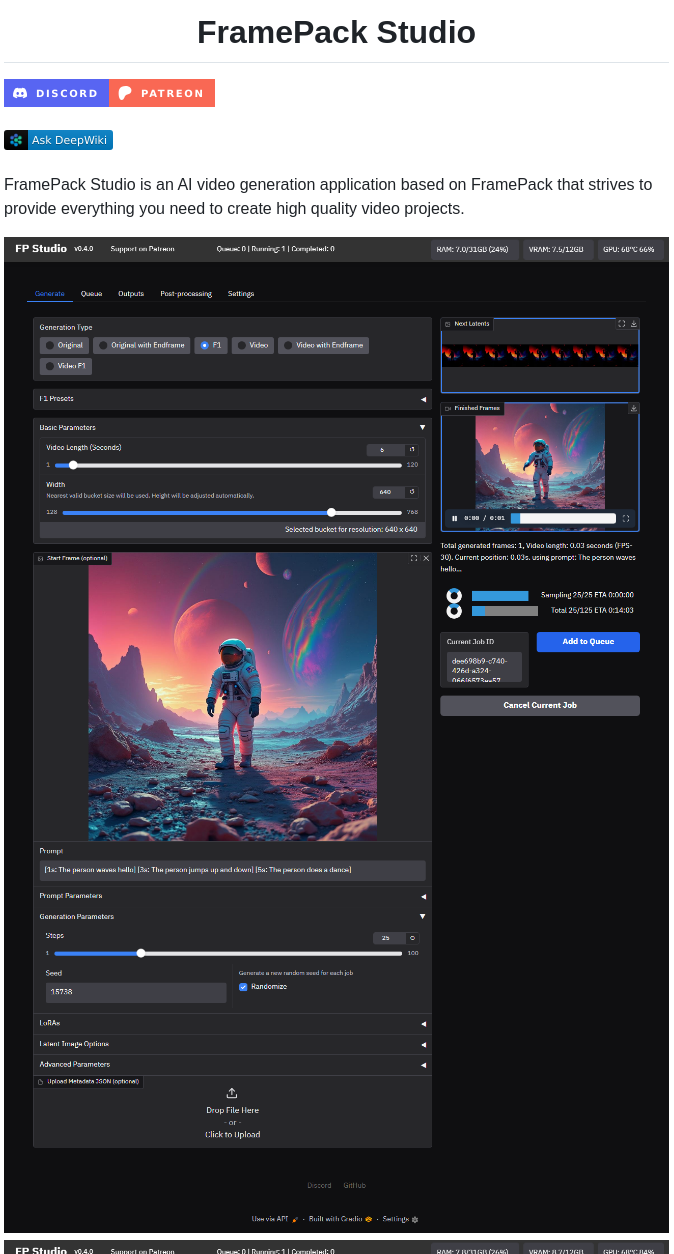 Fp Studio Framepack Studio screenshot
