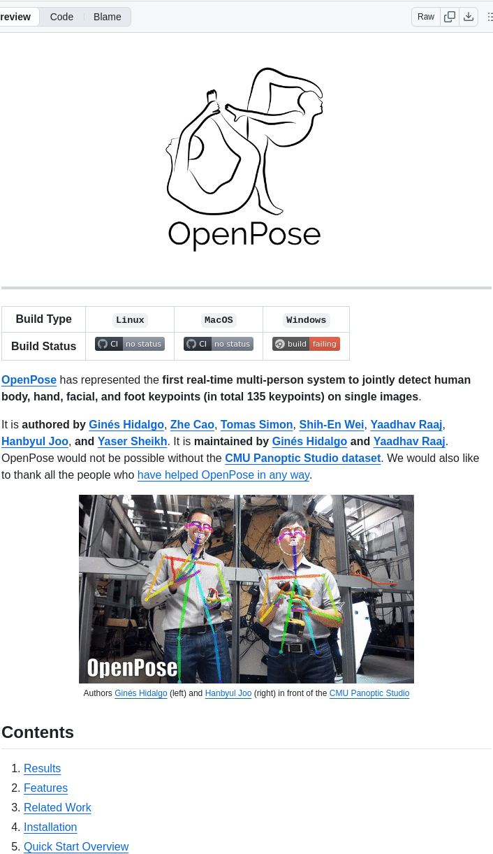 Cmu Perceptual Computing Lab Openpose screenshot