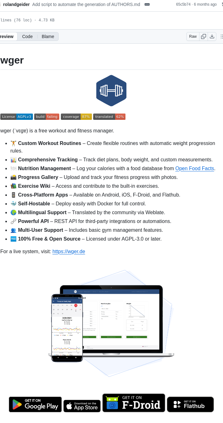 Wger Project Wger screenshot