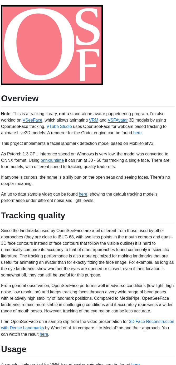 Emilianavt Openseeface screenshot