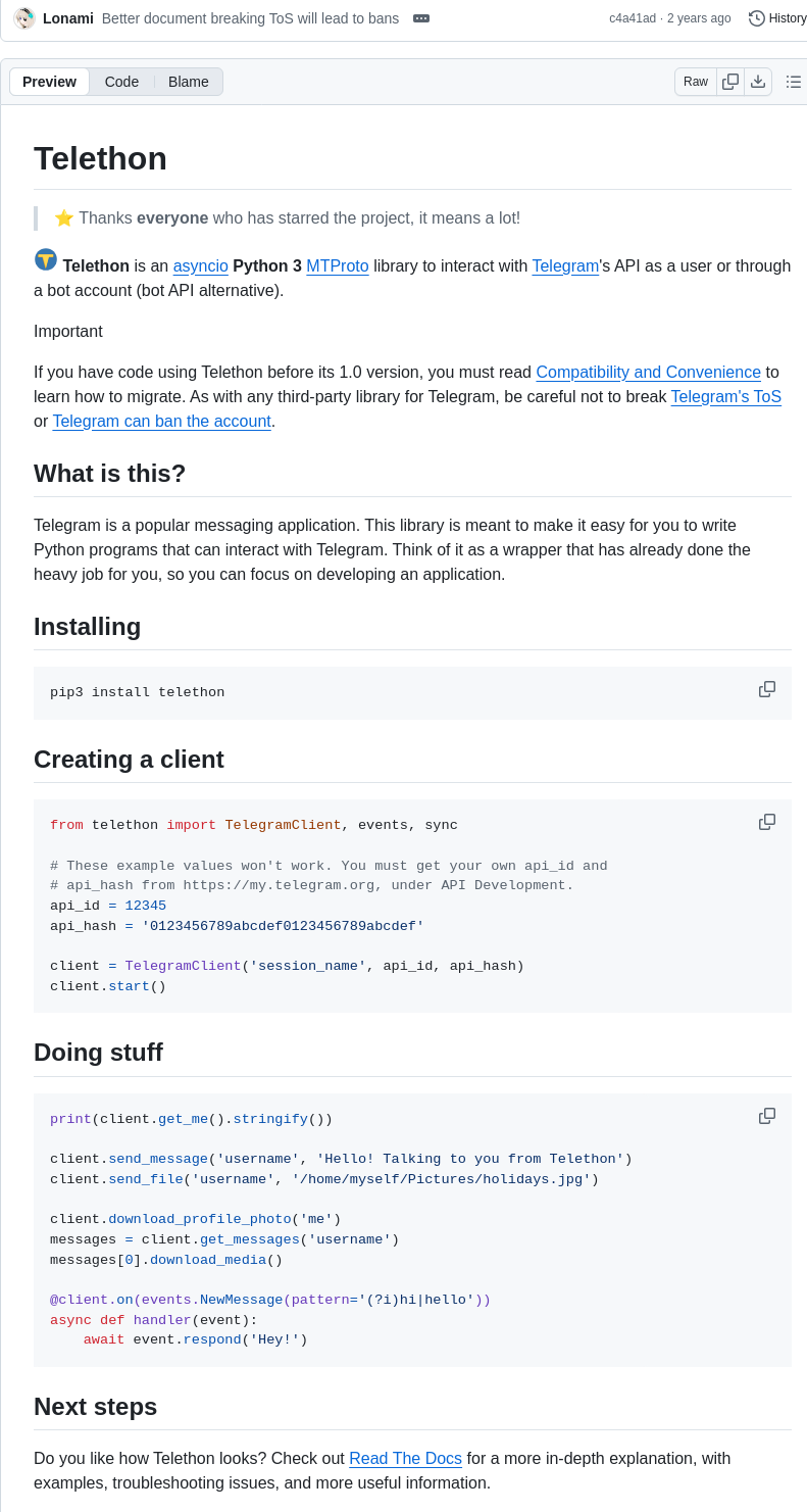 Lonamiwebs Telethon screenshot