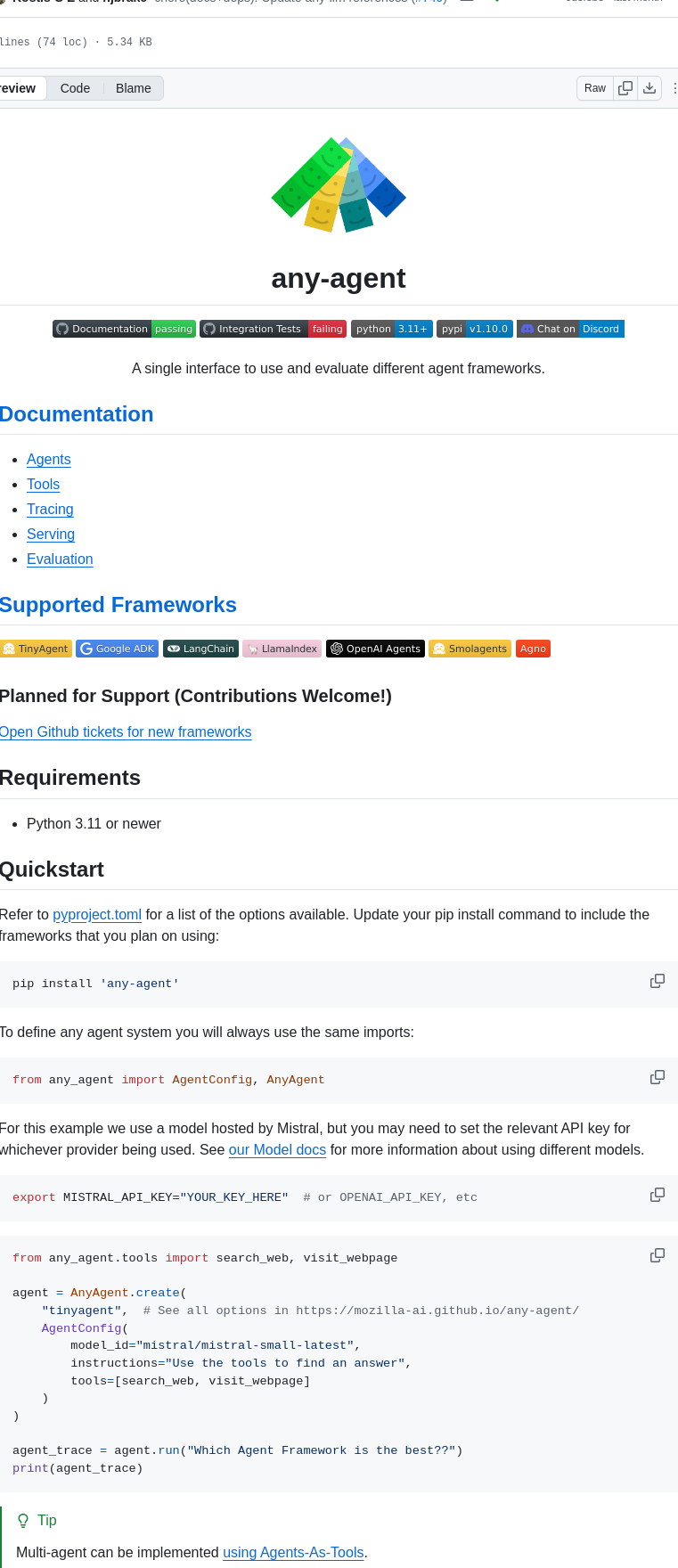 Mozilla Ai Any Agent screenshot