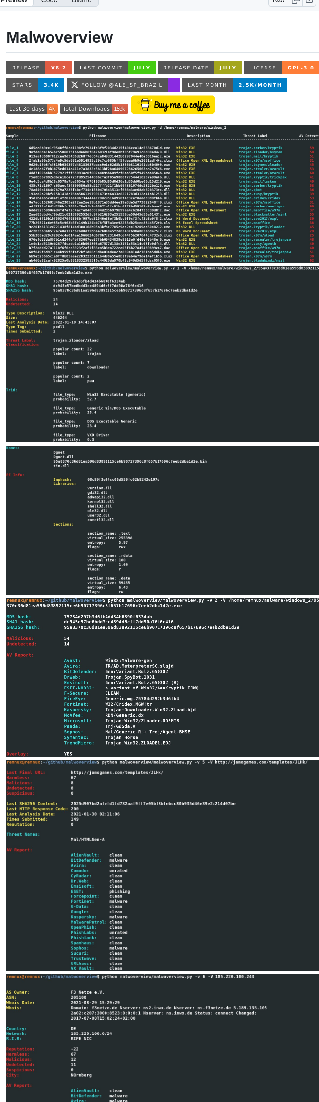 Alexandreborges Malwoverview screenshot