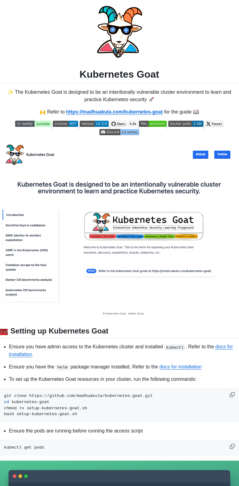 Madhuakula Kubernetes Goat screenshot