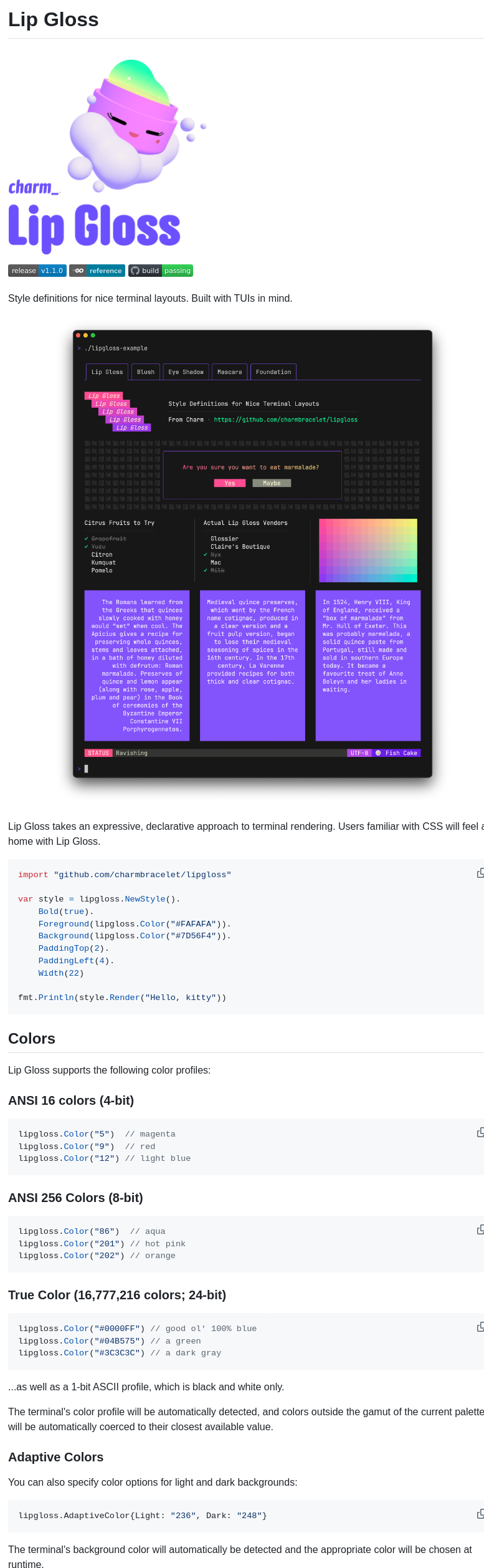 Charmbracelet Lipgloss screenshot