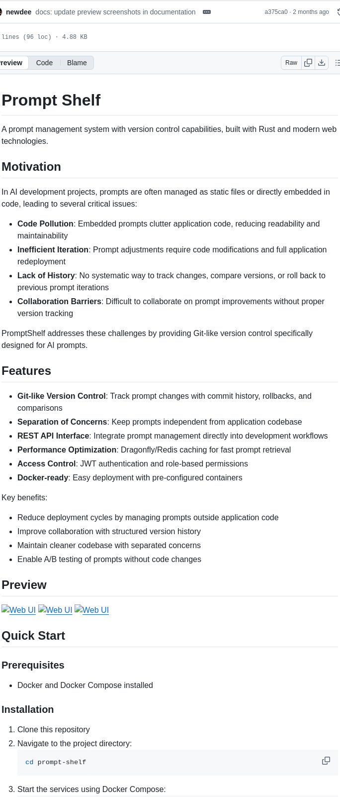 Newdee Prompt Shelf screenshot
