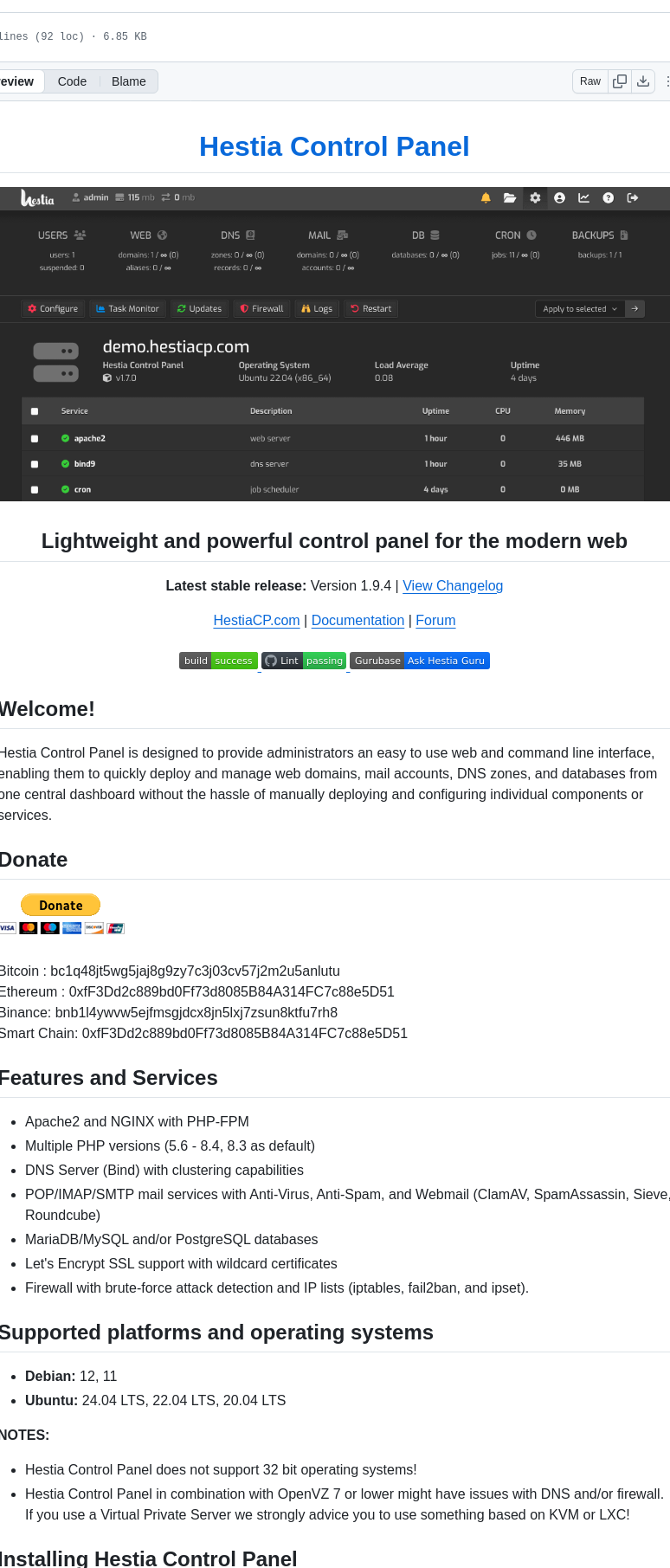 Hestiacp Hestiacp screenshot