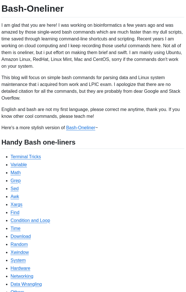 Onceupon Bash Oneliner screenshot
