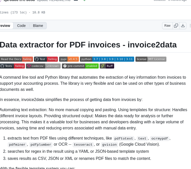 Invoice X Invoice2data screenshot