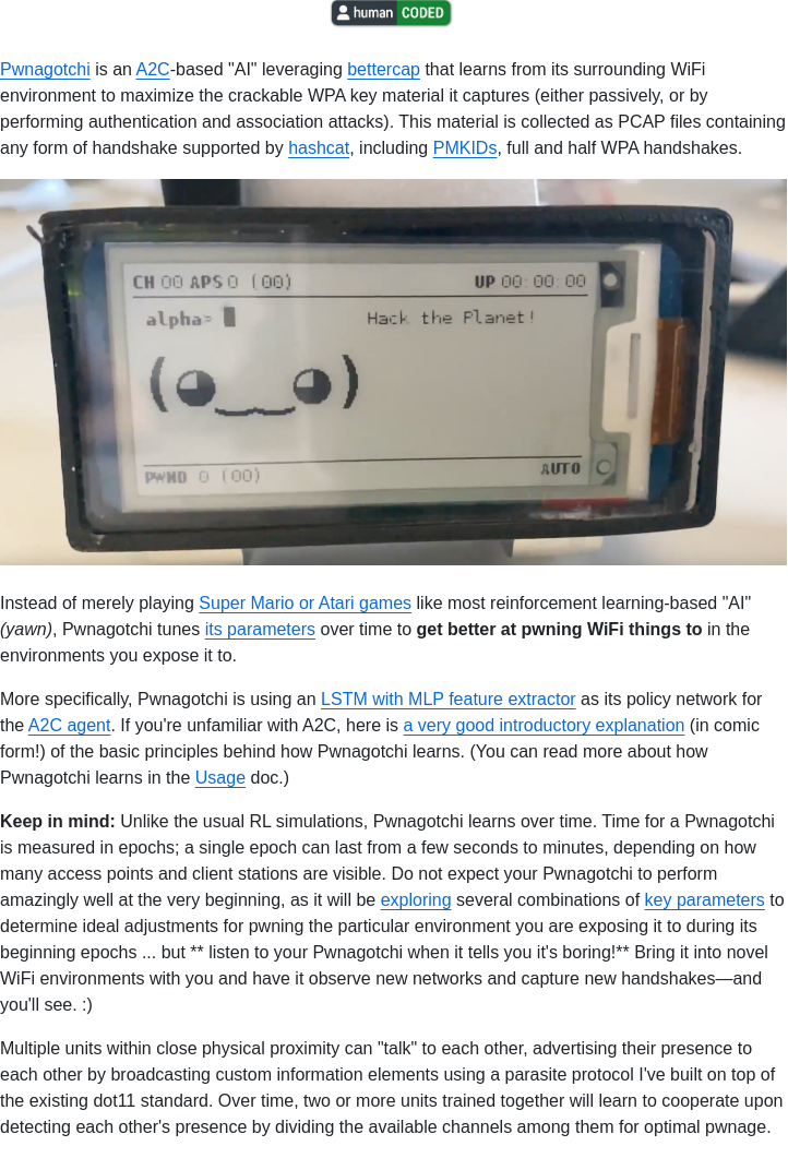 Evilsocket Pwnagotchi screenshot