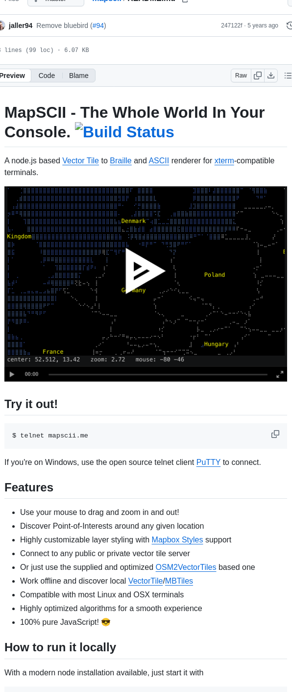 Rastapasta Mapscii screenshot
