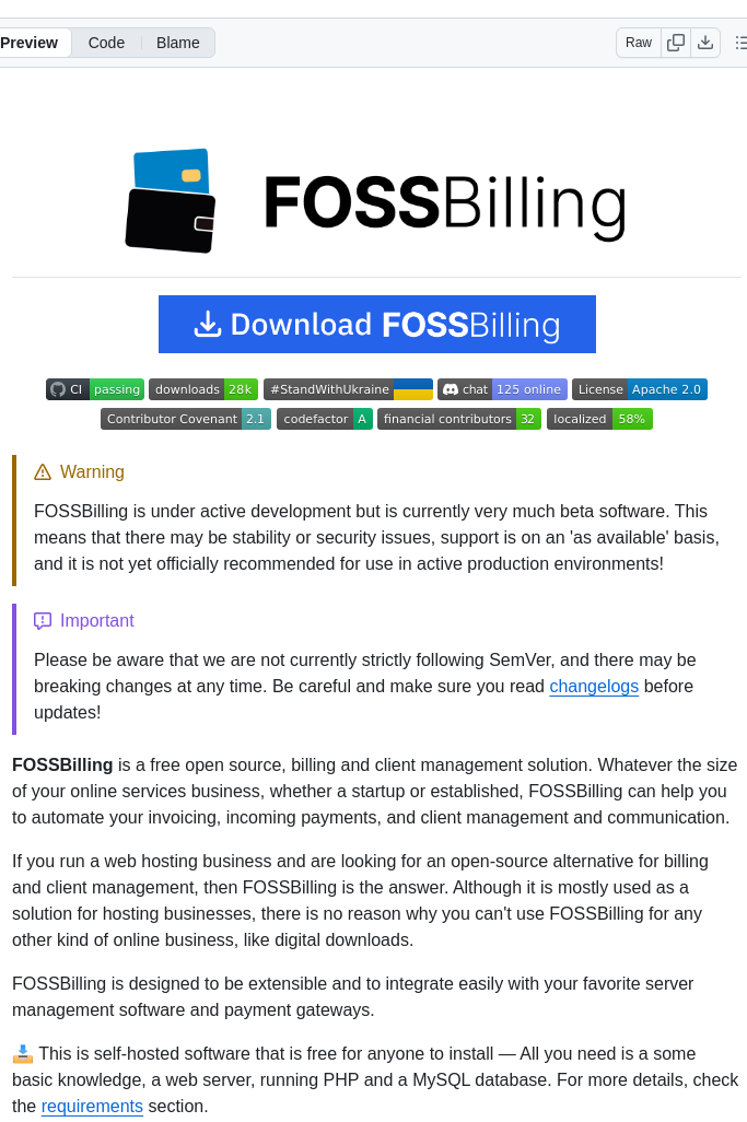 Fossbilling Fossbilling screenshot