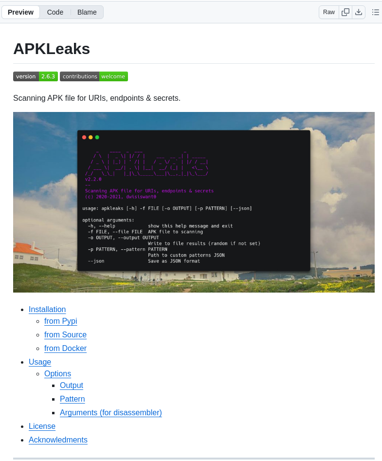 Dwisiswant0 Apkleaks screenshot