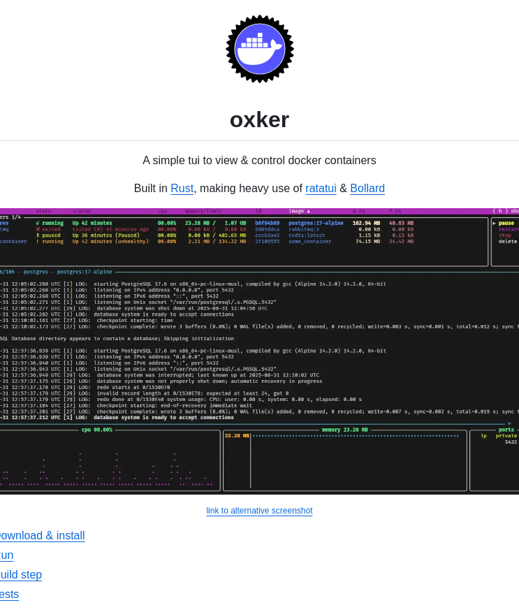 Mrjackwills Oxker screenshot