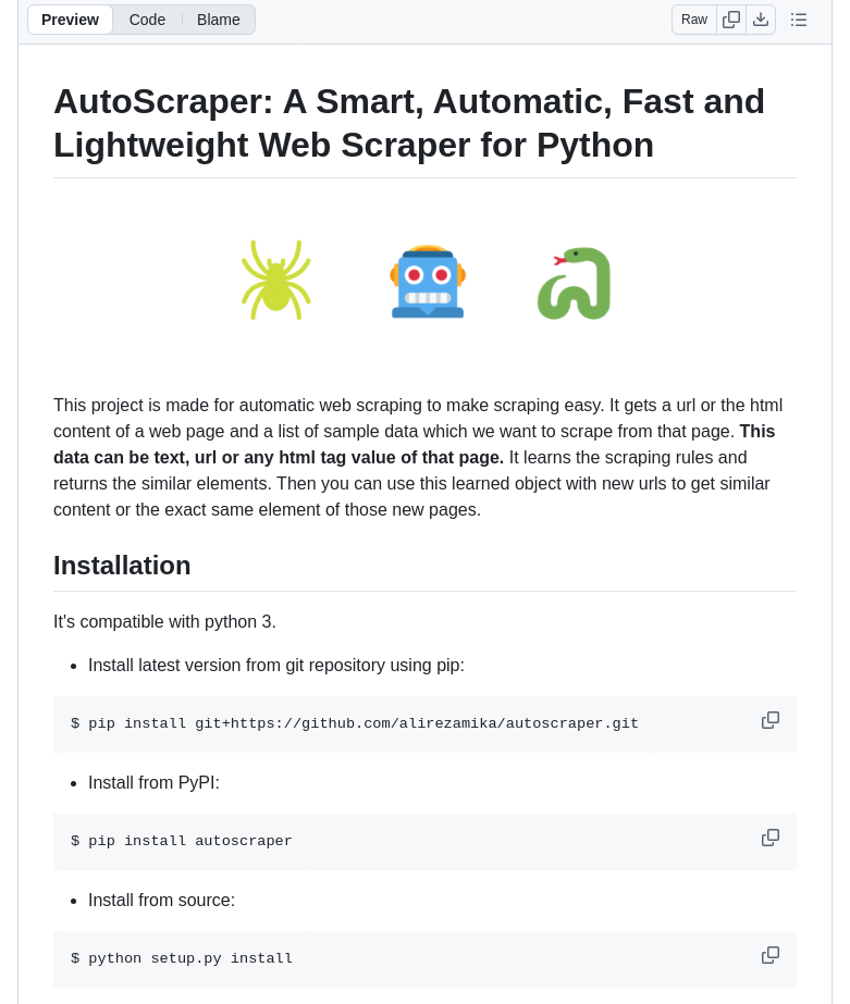 Alirezamika Autoscraper screenshot