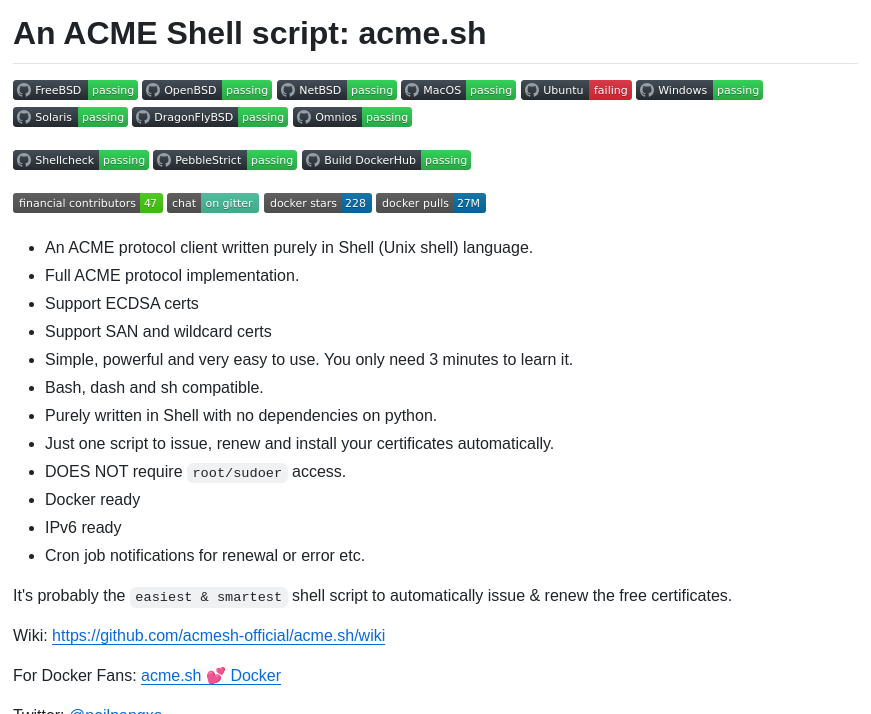 Acmesh Official Acme.sh screenshot