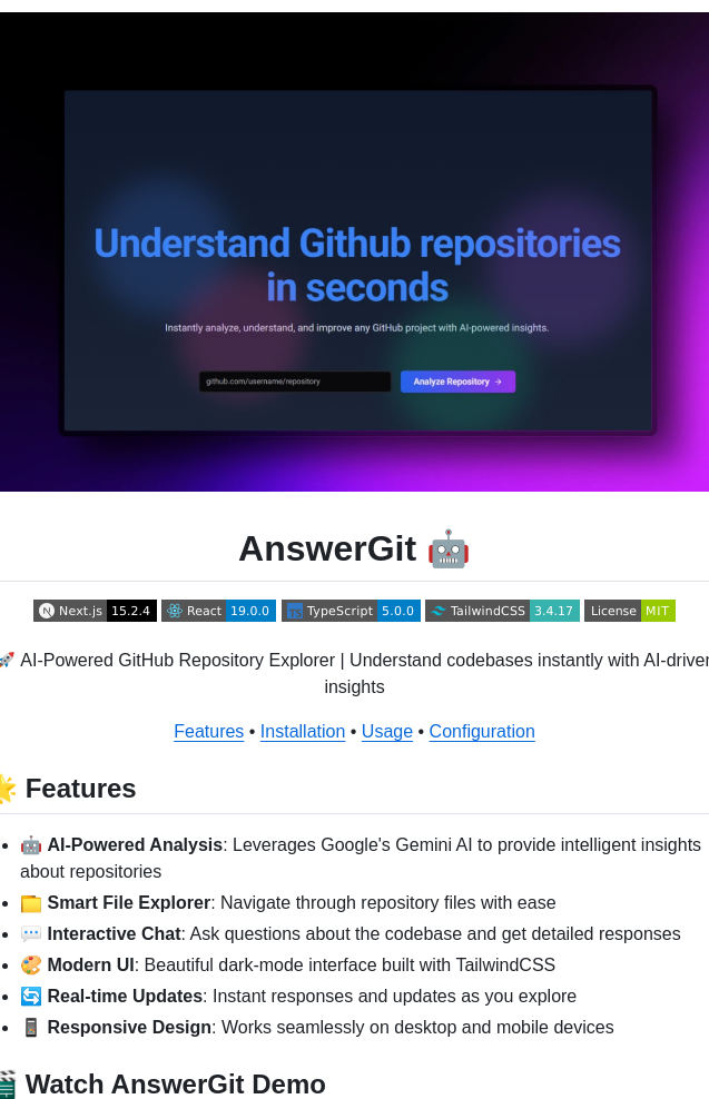 Tharanesha Answergit screenshot
