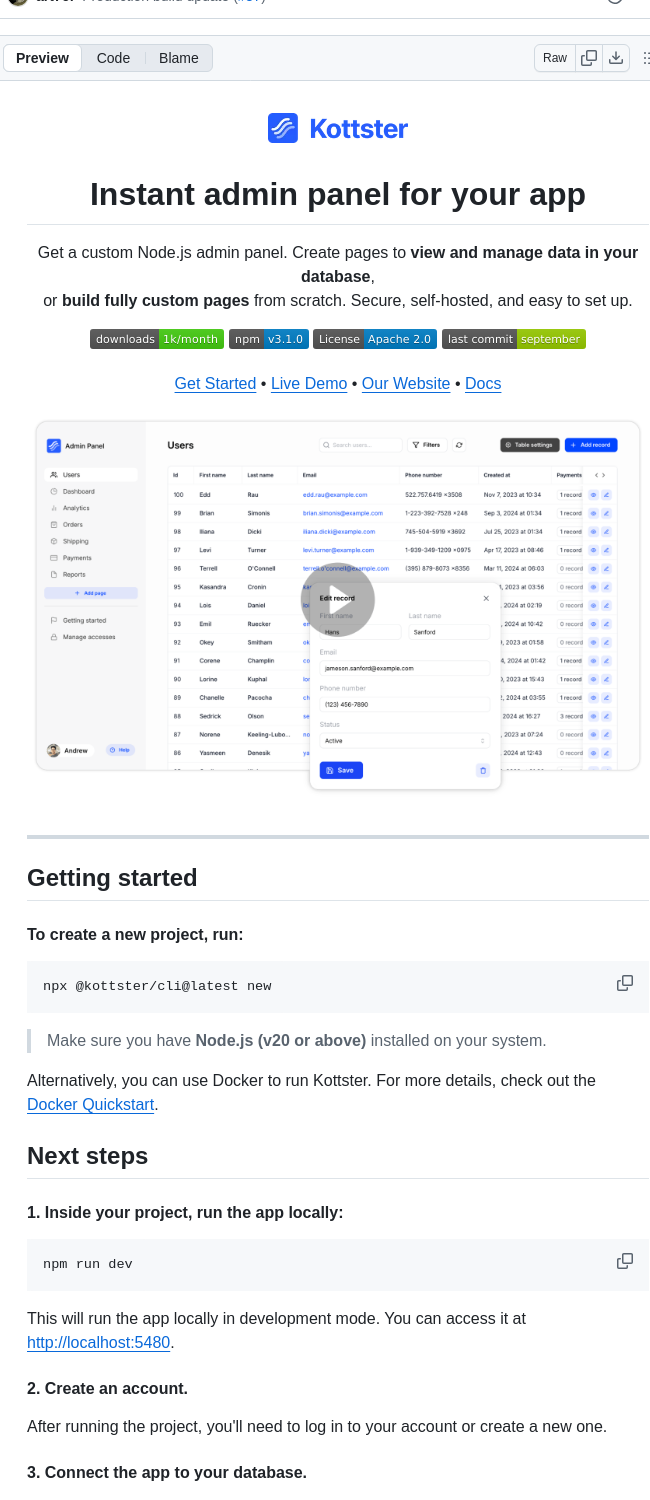 Kottster Kottster screenshot