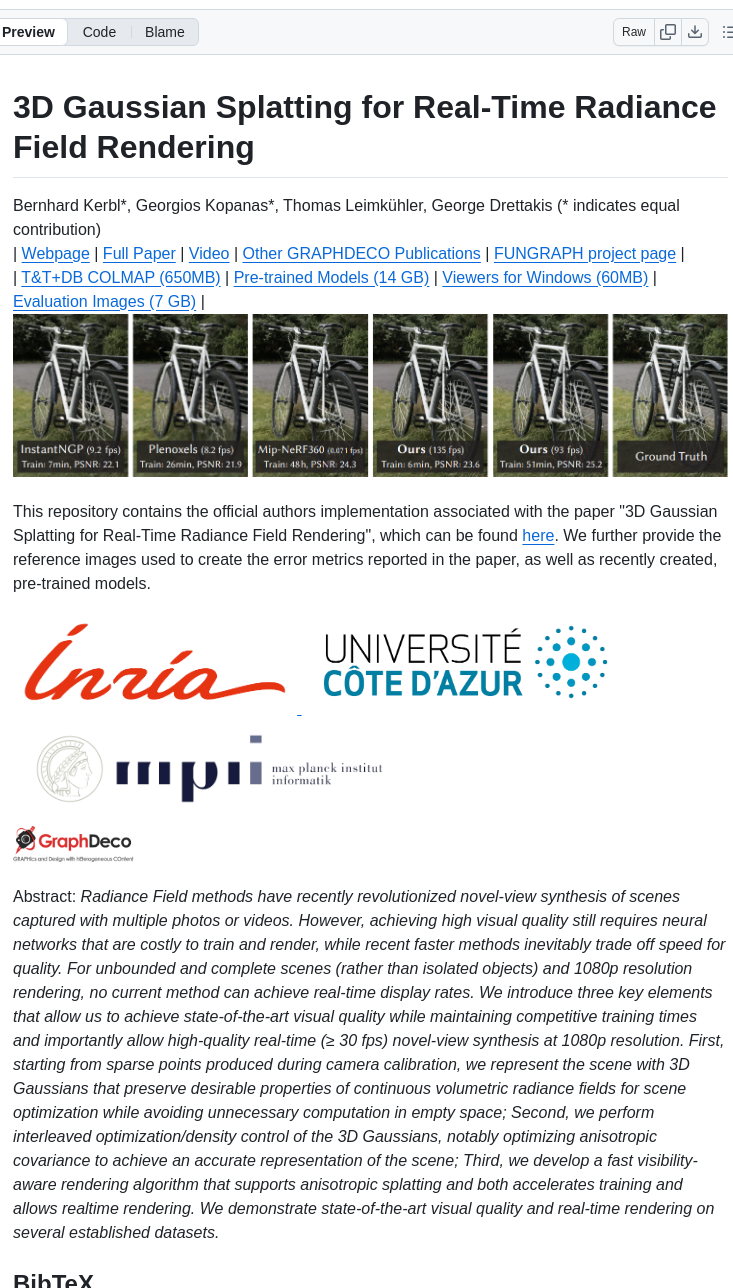 Graphdeco Inria Gaussian Splatting screenshot