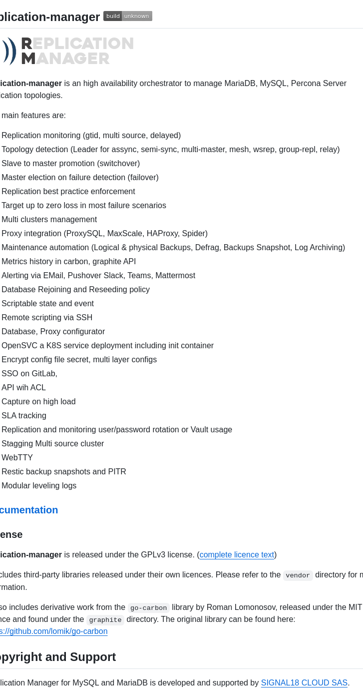 Signal18 Replication Manager screenshot