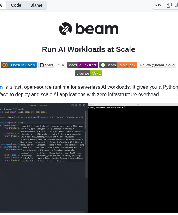 Beam Cloud Beta9 screenshot