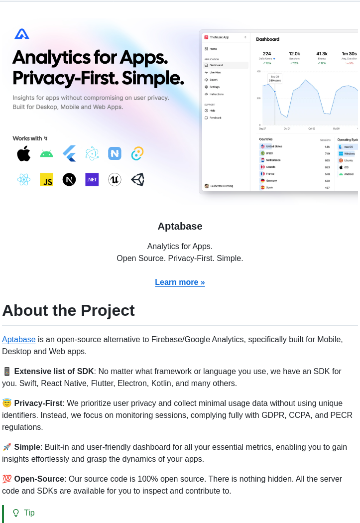 Aptabase Aptabase screenshot