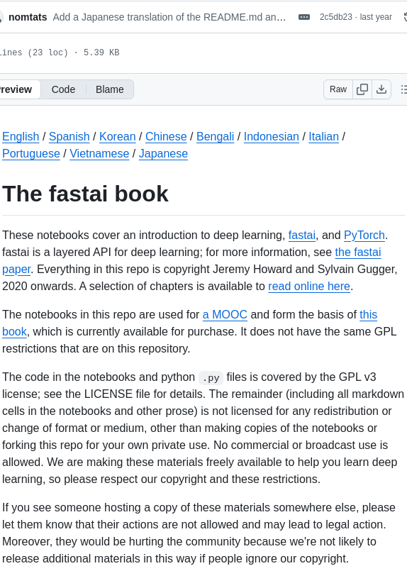 Fastai Fastbook screenshot