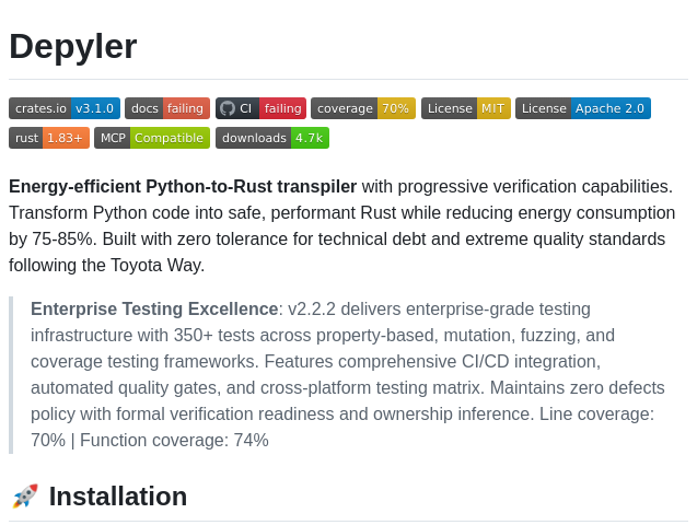 Paiml Depyler screenshot