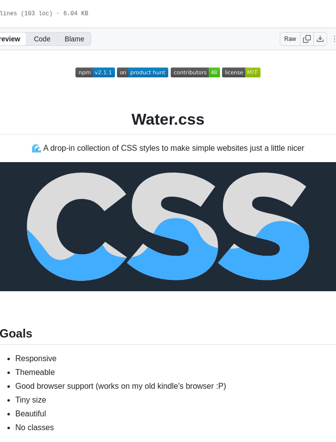 Kognise Water.css screenshot