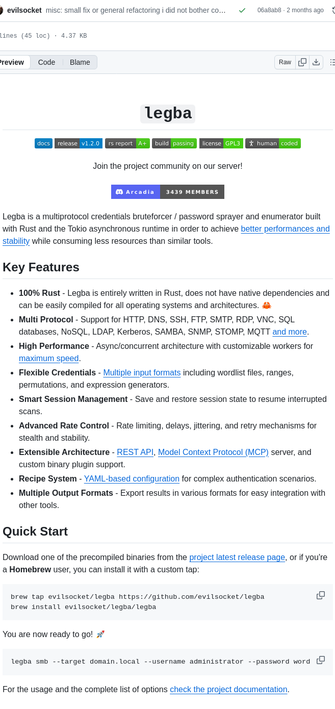 Evilsocket Legba screenshot