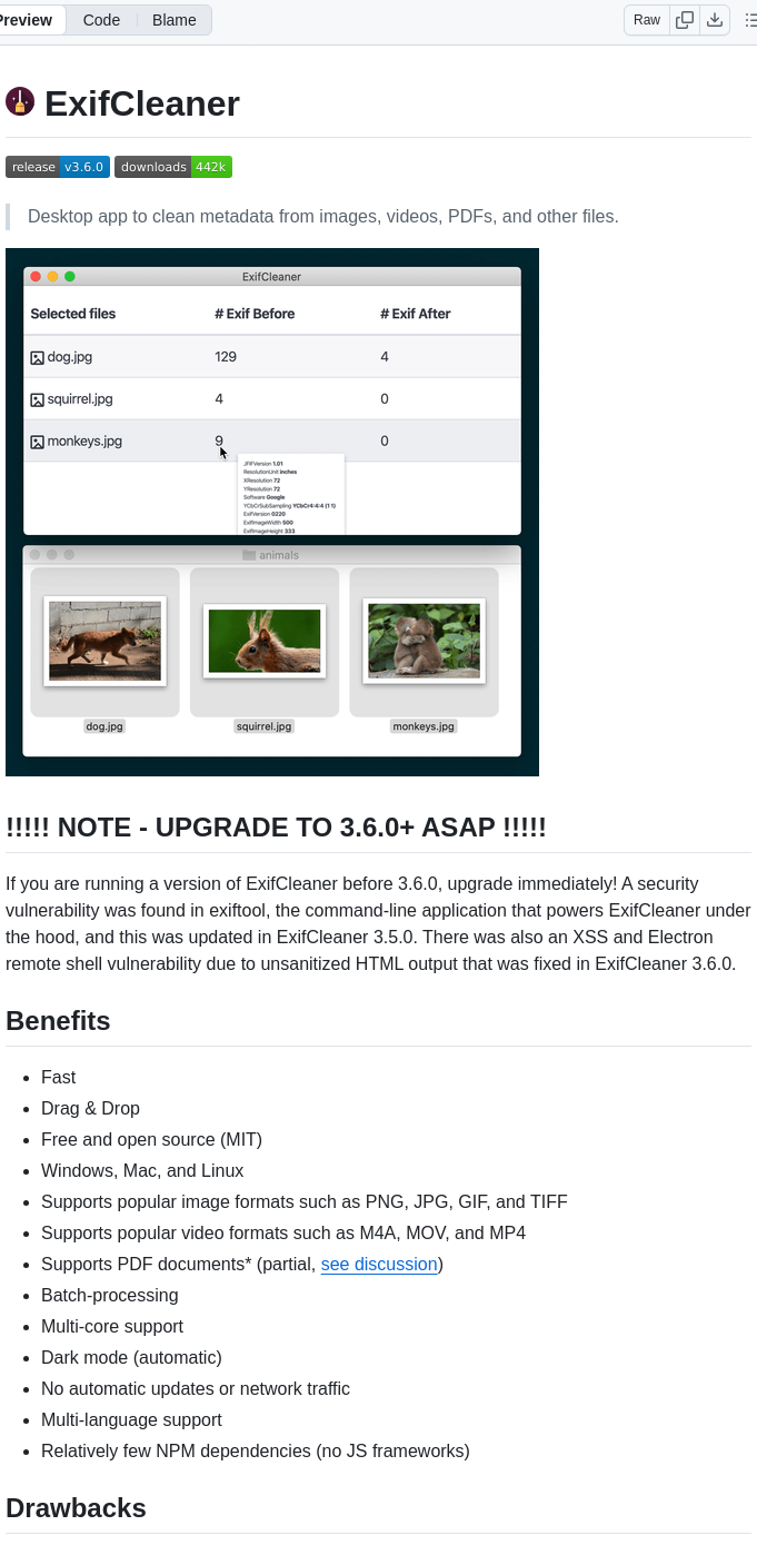 Sztheory Exifcleaner screenshot