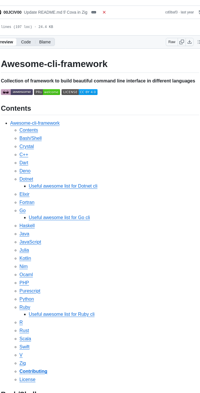 Shadawck Awesome Cli Frameworks screenshot