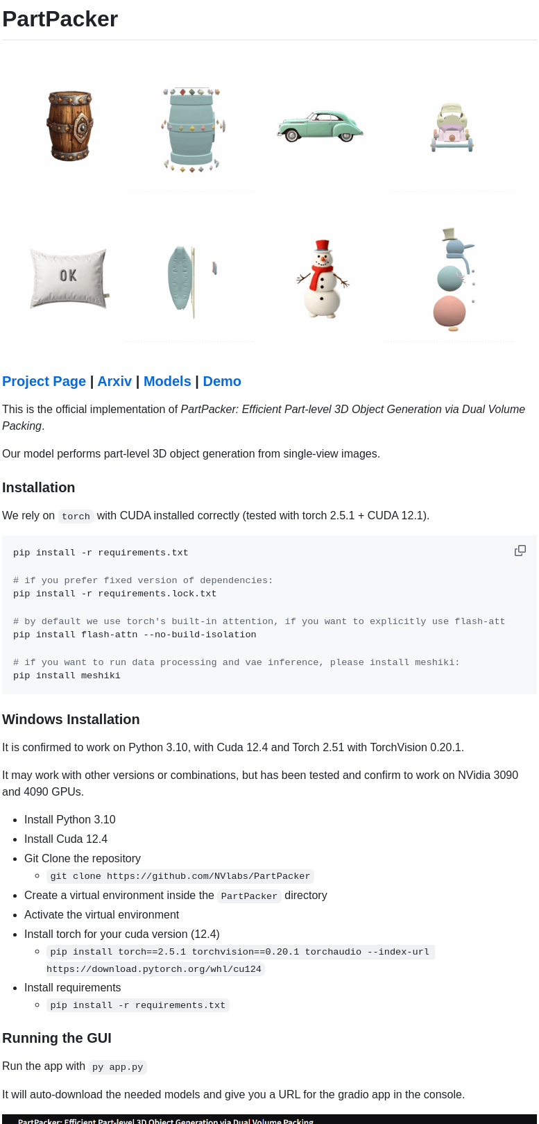 Nvlabs Partpacker screenshot
