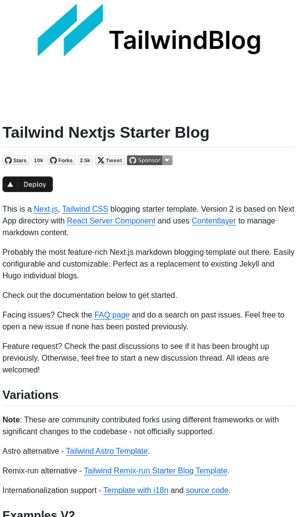 Timlrx Tailwind Nextjs Starter Blog screenshot