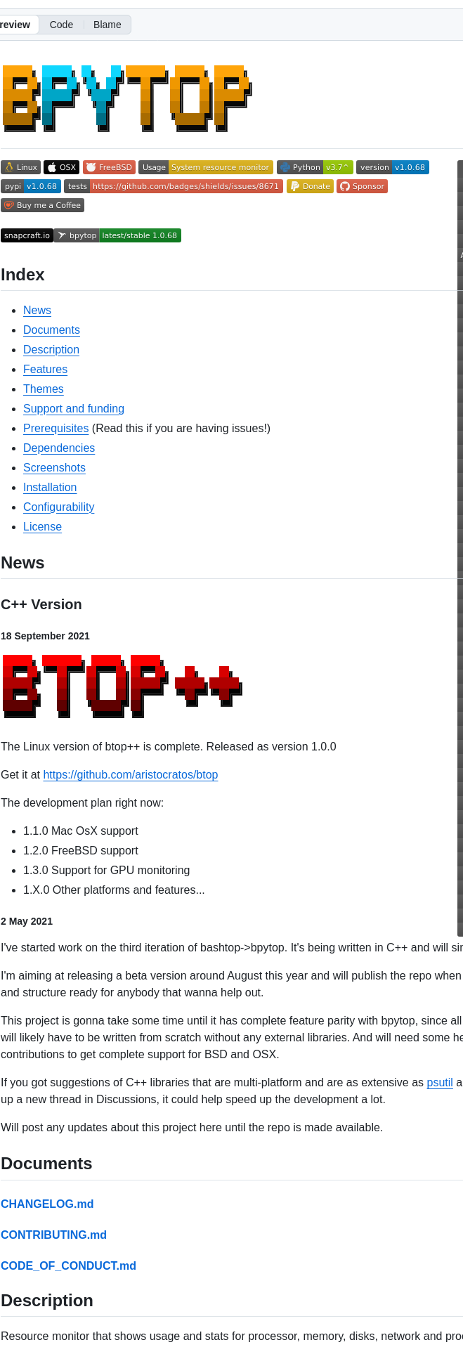 Aristocratos Bpytop screenshot