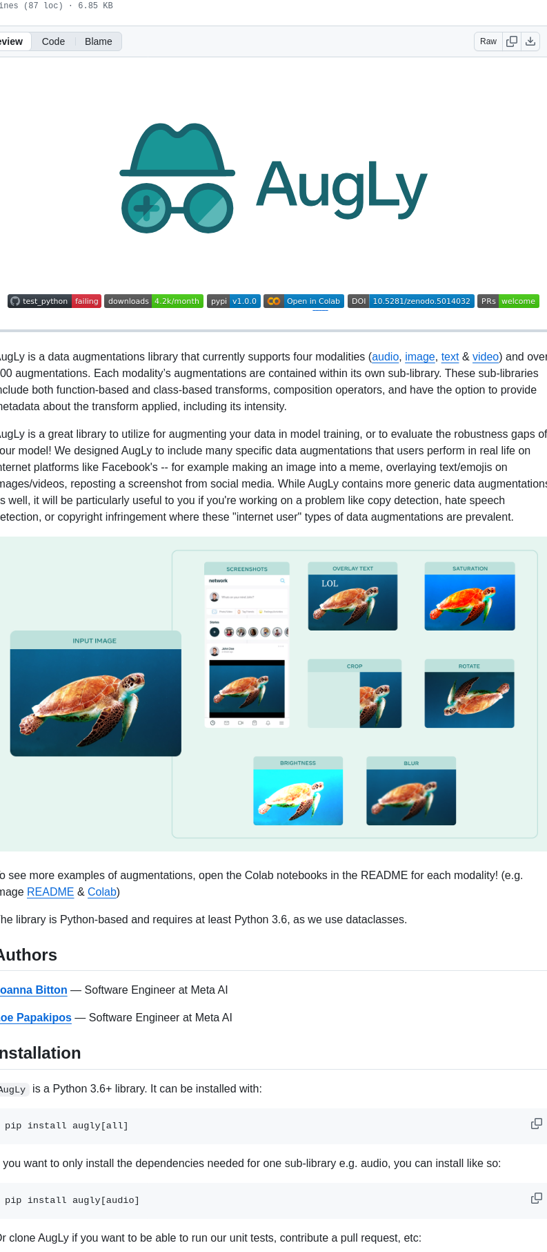 Facebookresearch Augly screenshot